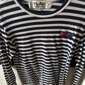 Men’s Comme Des Garçon Play Striped long sleeve tshirt.